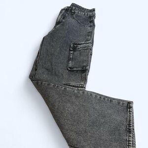 Washed Black Cargo Jeans